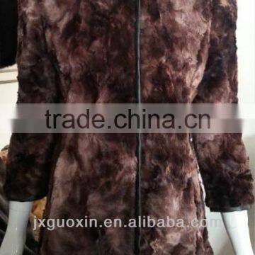 lady suede polyester artificial fur coat