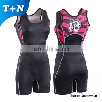 Sexy women low cut custom pink wrestling singlet, wrestling shirts