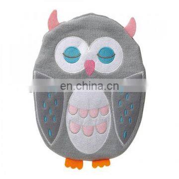 Knit materails grey color owl shape hot water bottle cover for kids