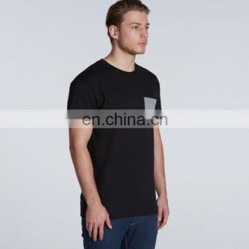 Mens T-shirt Manufacturer Custom Pocket Tee Shirt Cotton t Shirt With Contrast Pocket photo-2