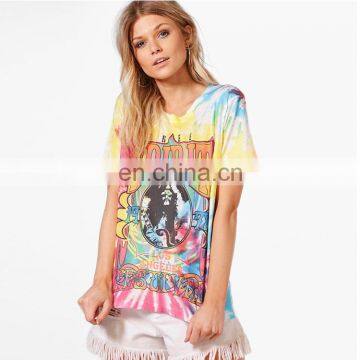 low price custom summer beach casual short sleeve women print t shirt