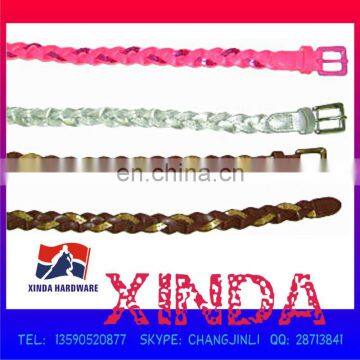 Knitting colorful PU leather belt, 104*3cm, delicate design with superior quality