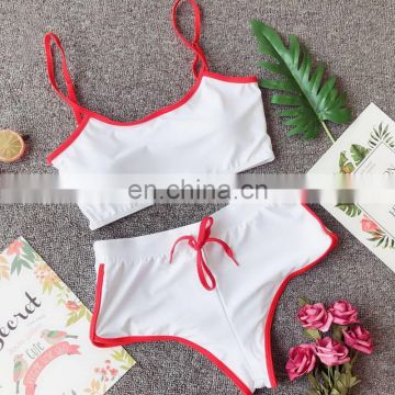 New Strap Sporty Two Piece Swimsuit Women Retro Bikini Set With Shorts Vintage Push Up Swimwear Swimming Bathing Suits