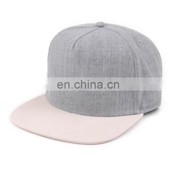 Wholesale blank acrylic wool 5 panel gray snapback caps men made in china