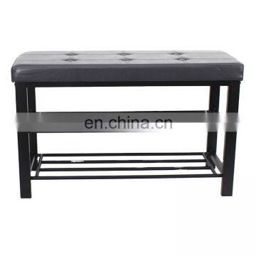 Customized Modern PVC Leather Metal Shoe Rack for Living Room at Doorway Entrance Shoe Bench photo-2
