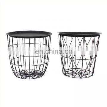 Customized Newest Design Home Storage Metal Wire Basket Round Tea Table With Lid photo-5