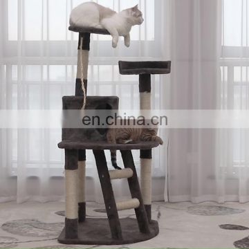 New Design Cat Tree House Short Plush Big Pet Cat Climbing Tree Dark Brown Cat Scratcher Tree