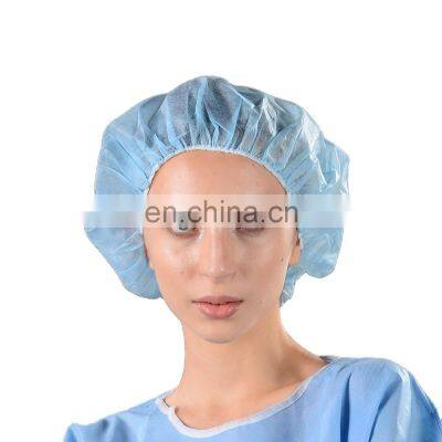 Cheap Disposable Head Cap Non Woven Clip Cap 21 inch Mob Cap With Single/Doubld elastic