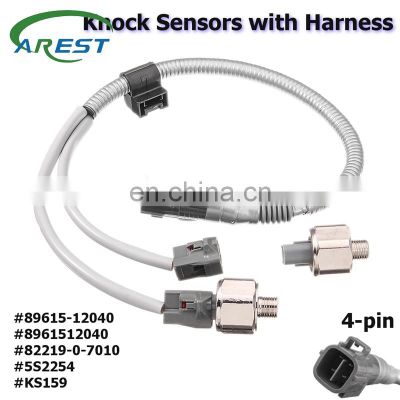 #8961512040 #5S2254 #KS159 3pcs 4 Pin Set Knock Sensor With Harness For Toyota/Lexus/Corolla/Camry ES300 GS300 GS400 LS400 RX300