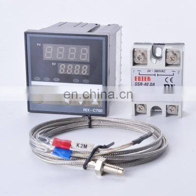 Digital PID Temperature Controller REX-C100 REX C700 thermostat + 40DA SSR Relay+ K Thermocouple 1m Probe RKC