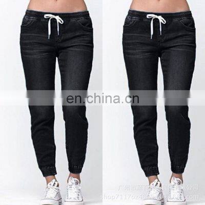 Wholesale High Quality Women's Casual Plus Size Waist Wash Jeans Cotton and Ammonia Stretch Pants S-5XL photo-2