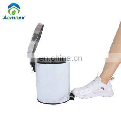 Luxury Hotel Stainless Steel Bathroom Use With Foot Pedal Marble Waste Bin photo-3