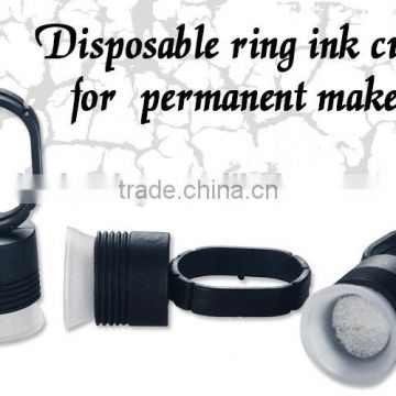 Permanent makeup black plastic ring ink cup & tattoo pigment finger cup with sponge