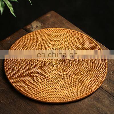 High Quality Woven Round Rattan Placemats For Dinning Table/Rattan Cup Coasters Dining Table Mat photo-5