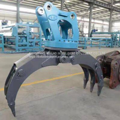 Excavator Attachment Two Rams Rotating Hydraulic Rock Grab On Sale