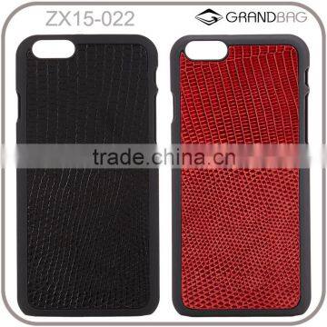 Luxury exotic lizard skin leather case for iphone 6 with black frame