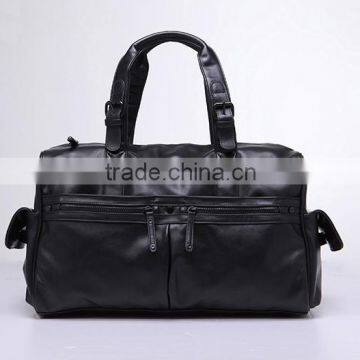 High Quality Sheep Leather Black Rolling Travel Duffel Bag Organizer for Men photo-2
