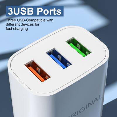 Hot Sale Quick Charger 2a 3 Ports USB Charger for Mobile Phone Chargers Fast Charging Wall Adapter for Iphone Huawei photo-4