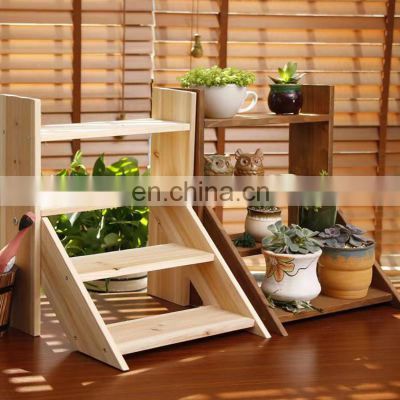 Wholesale outdoor gardening supplies arrangement display base stand design wooden flower bucket pot shelf for flowers