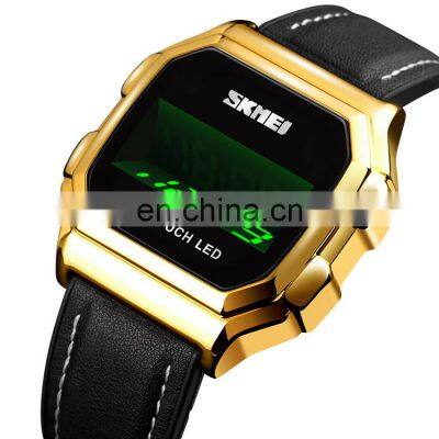 Fashion leather strap wristwatch luxury brand Skmei 1650 waterproof Led touch screen sport men digital watch