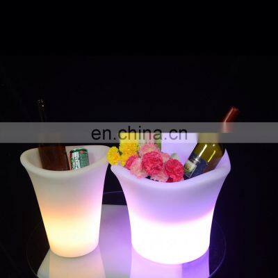 Factory custom black/transparent acrylic creative champagne bucket 12pcs led light beer bucket ice bucket bar use