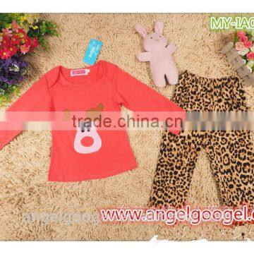 2015 new arrival infant christmas pijamas ,kids 100% cotton pyjamas ,animal kids red deer pajamas MY-IA0021