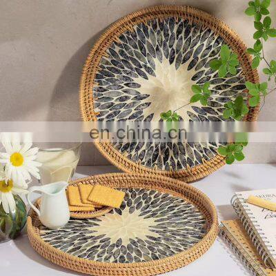 High Quality Round Rattan Tray For Coffee Table Decor