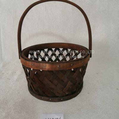 Customized wood chip basket Weaving Round Poplar natural material Baskets