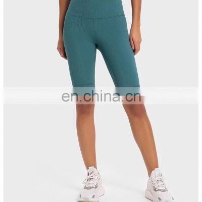 Wholesale Custom Logo High Waist Ribbed With Hidden Pocket Women Soft Biker Shorts Workout Gym Fitness Sportswear Clothing photo-3