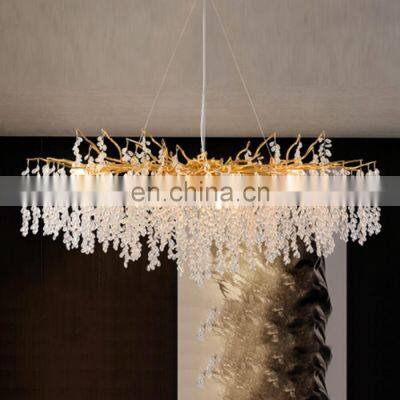 Living Room Hanging Lights Gold Led Ceiling Luxury Crystal Modern Chandelier