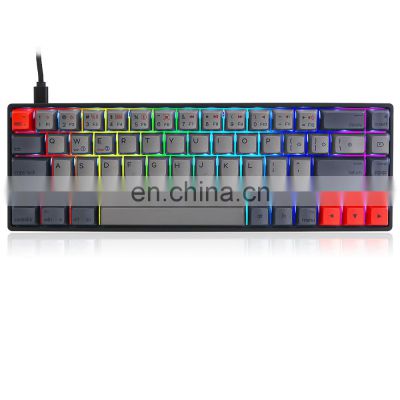 Gateron Switches Mechanical Keyboard V2-gk68 PBT Sublimation Gray White Red Usb Desktop USB Type C Jk Nootebook Piano Keyboard