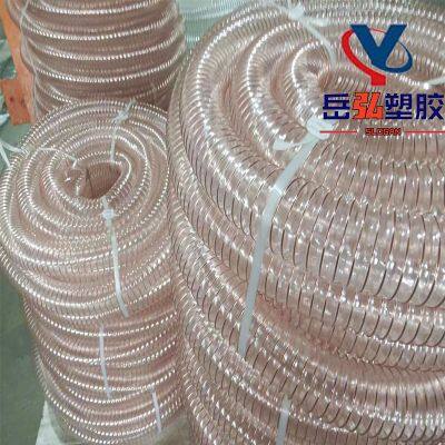 Food grade wear-resistant PU polyurethane plastic bellowsPolyurethane copper-plated steel wire vacuum hose