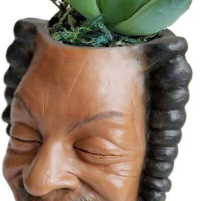 Funny Celebrity Face Planter Pot,Rapper Man Face Succulent Flower Pot