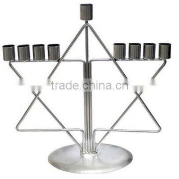 start of david Jewish menorah candlestick holder with shiny finish and enamel finish