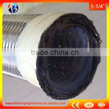 SAE 100R14 stainless steel wire braided gas flexible hose corrugated PTFE hose