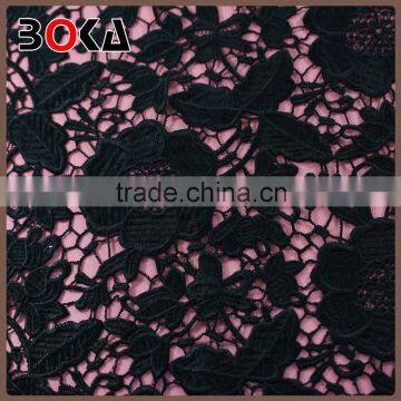 New Dyeable Lace Fabric Flower Design Black Crochet Cotton Lace New Design Water Soluble African Fabrics photo-2