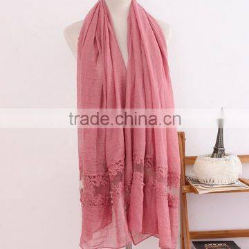 Wholesale New Plain Cotton Muslim Women Fashion Scarf Lace Hijab Quality Choice photo-3