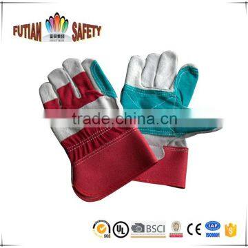 FTSAFETY 10.5" cow leather green patch palm rubber cuff glove with CE certification