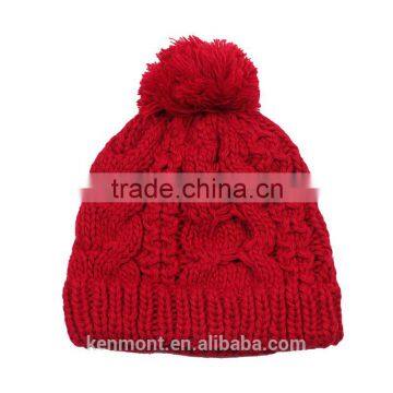 2015 Knit Hat Free Pattern With Knitted Pom Warm Beanie Hat photo-2