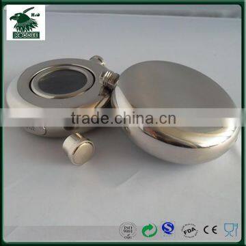 Sake set metal 5 oz round hip flask for men