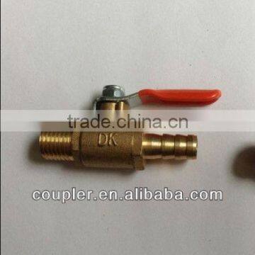 Brass Miniball valve. 1/4" NPT x 1/4" Barb.