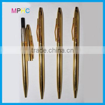 Corporate Promotional Gift Pen Golden Color Plated Metal Twist Action Ball Point Pens