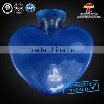 BS dark-blue heart shaped 1000ml pvc hot water bottle