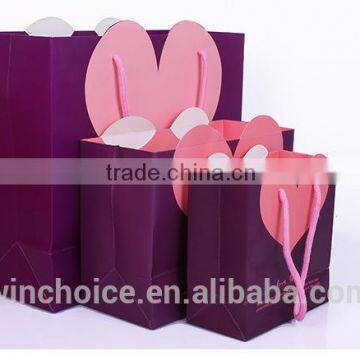 LOVE Heart Shape , Ivory Board /art Paper Bag ,shopping Promotion Bag ,cotton Rope Handle photo-4