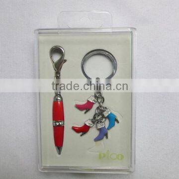 Different Lacquered Color Mini Ballpoint Pen With Keychain and Boots Keychain Packed in Gift Box
