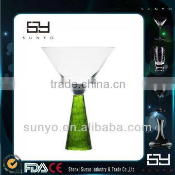 green color Thick Stem comb Martini Glasses