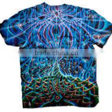 Custom 100% Polyester Short Sleeves Sublimated Blue Black T-Shirt