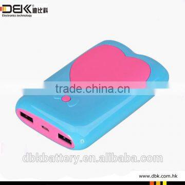 Dual USB portable power bank with pretty heart design 9000mAh (PB-AS071)