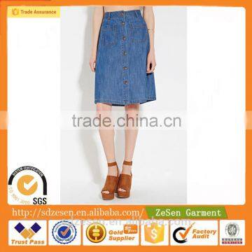 China Factory Wholesale Sexy Contemporary Buttoned Denim Skirt For Ladies