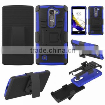 Robot stand rubberized armor cover for LG G4 mini belt clip holster case